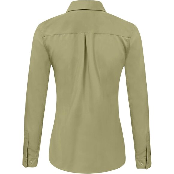 💫 Ruisin Wrinkle Free Button Down Shirts Women Green Long Sleeve Work Dress Top - Picture 3 of 4